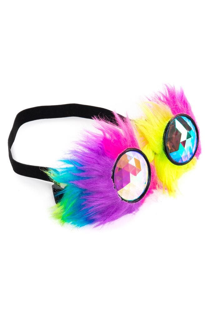 KIMU® Goggles Steampunk Bril Regenboog Bont Montuur Caleidos, Kleding | Dames, Carnavalskleding en Feestkleding, Nieuw, Ophalen of Verzenden