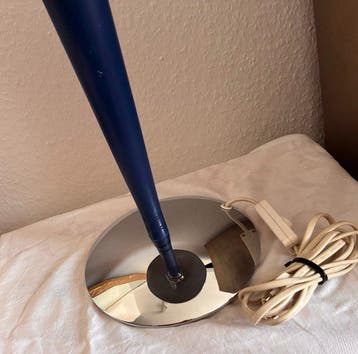Lampe de bureau - Aluminium, Chrome, Bois - Ère spatiale,, Antiquités & Art
