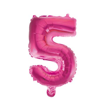 Folie Ballon Cijfer 5 Roze 41cm met Rietje, Verzenden