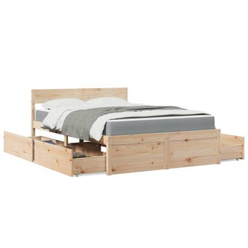 vidaXL Bed met lades en matras massief grenenhout 140x190 cm, Huis en Inrichting, Verzenden, Nieuw