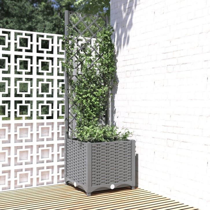 vidaXL Plantenbak met latwerk 40x40x136 cm polypropeen, Jardin & Terrasse, Pots de fleurs, Envoi