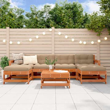 vidaXL Tuin loungeset 7 st Wax Bruin Dennen Massief, Verzenden, Nieuw, Loungeset