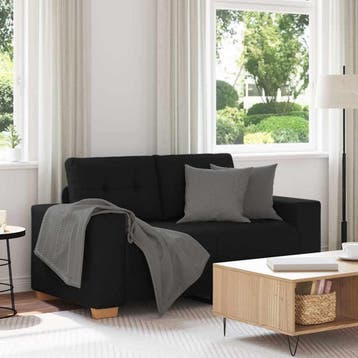 vidaXL Loveseat bank / zetel 160x77x82 cm stof zwart, Verzenden
