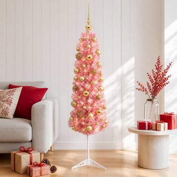 vidaXL Smalle kunstkerstboom met kerstballen 150 cm 150, Verzenden, Nieuw