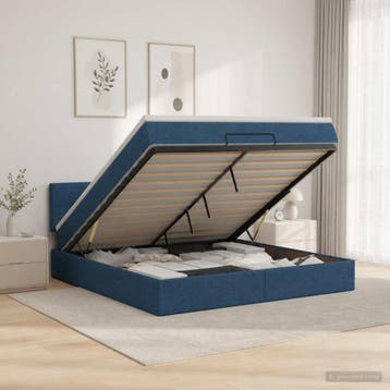 vidaXL Ottoman bed met matras met hoofdeinde Blauw 160 x 200, Verzenden