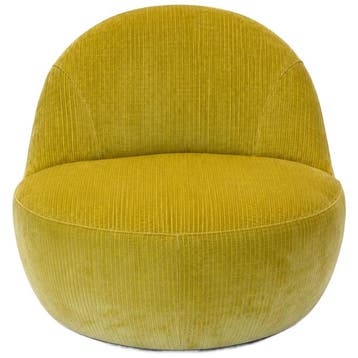 Geelgroene Fauteuil Ribstof - Ongebruikt, Verzenden, 75 tot 100 cm, Zo goed als nieuw, 75 tot 100 cm