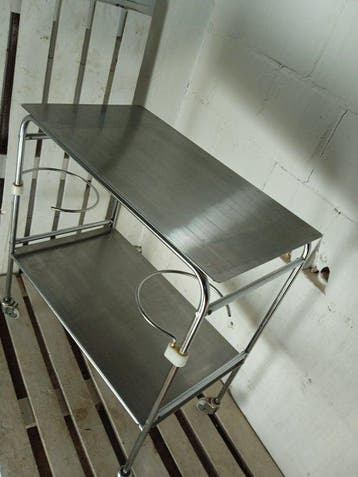 Bijzettafel - Vintage chroom twee-laags rollende trolley -