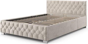 2dekans | Gestoffeerd Bed Nizza - 120 x 200 cm - Beige - LED, Huis en Inrichting, Ophalen of Verzenden, Nieuw