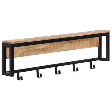 vidaXL Kapstok 87x10x27 cm massief ruw mangohout, Maison & Meubles, Verzenden