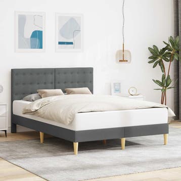 vidaXL Bedframe met hoofdeinde Donkergrijs 140 x 190 cm Stof, Verzenden, Nieuw