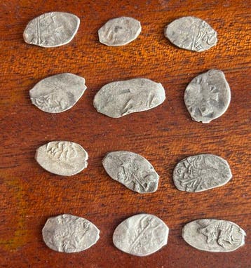 Rusland. Lot of 12 coins: Kopeck, various XVI/XVII cent.