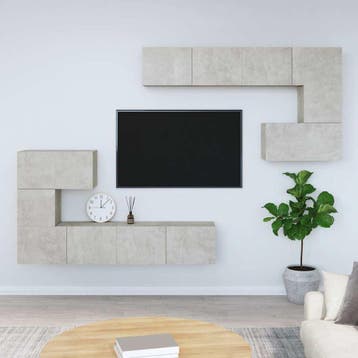 vidaXL Tv-wandmeubel bewerkt hout betongrijs, Verzenden