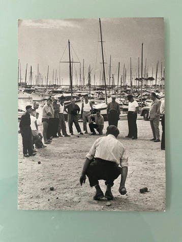 Jean RIBIÈRE (1922-1989) - La pétanque sur le port de Cannes