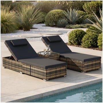 Wicker-tweepersoonsligbed met tafel Carbonera, Tuin en Terras, Tuinsets en Loungesets, Verzenden, Nieuw