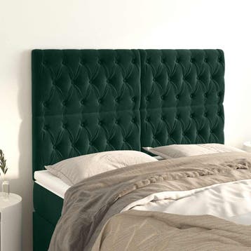 vidaXL Hoofdbord donkergroen 144x7x118/128 cm fluweel, Verzenden, Nieuw