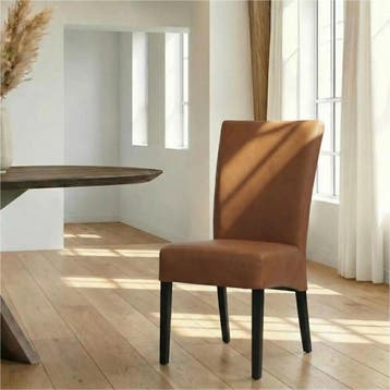 Leren eetkamerstoel Just - Rancho Cognac (cognac) - Poten, Bruin, Bohemian, Eigentijds, Klassiek, Retro, Romantisch, Scandinavisch