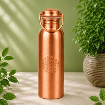 Puur koperen fles flower of life zijde finish zonder, Ophalen of Verzenden, Nieuw