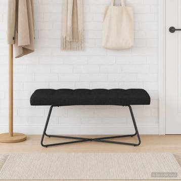 vidaXL Bank met knopen tufting Zwart 110 x 40 x 46 cm Stof, Verzenden