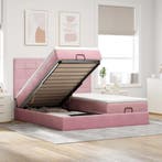 vidaXL Ottoman bed met matrassen 180x200cm fluweel roze, Verzenden, Nieuw