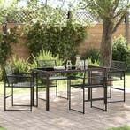vidaXL Tuin Eettafel Set 5 pcs Zwart poly rattan, Verzenden
