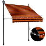 vidaXL Luifel handmatig uitschuifbaar met LED 150 cm oranje, Verzenden