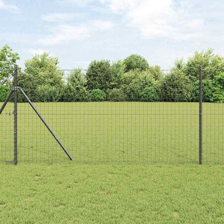 vidaXL Hekpaal. 7 pcs Grijs Staal, Tuin en Terras, Palen, Balken en Planken, Nieuw, Verzenden