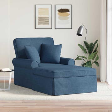 vidaXL Chaise Lounge met Rok 3 st Blauw Stof 91 x 157 x 91, Verzenden
