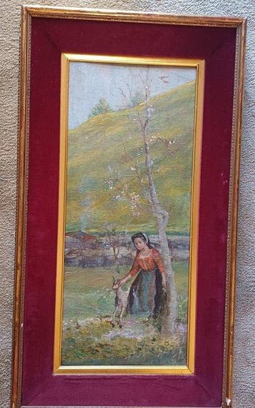 Pio Joris (1843-1921) - Pastorella con capretta, Antiek en Kunst