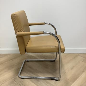 Design Vitra Visasoft vergaderstoelen, bruin leder, Huis en Inrichting, Stoelen, Gebruikt, Eén