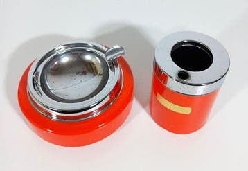 Asbak - Staal, Aluminium - Rookset 1970, Antiek en Kunst