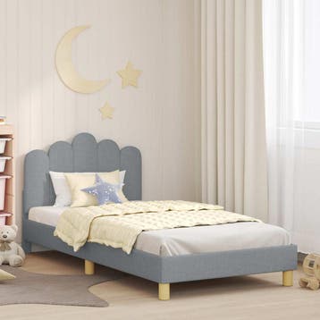 vidaXL Kinderen bedframe met hoofdboard Lichtgrijs 90 x 200, Verzenden, Nieuw