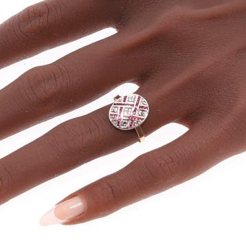 Ring - 18 karaat Geel goud - Diamant - Strass, Art Deco uit, Nieuw