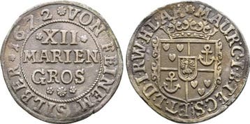 12 Mariengroschen Kirchstapel 1672 Bentheim Tecklenburg R..., Verzenden, België