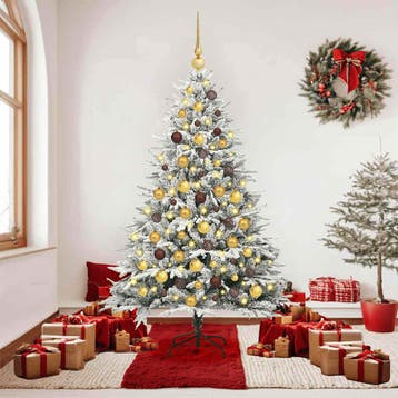 vidaXL Kunstmatige Voorverlichte Kerstboom met Ballenset, Diversen, Kerst, Verzenden, Nieuw