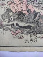 Antica xilografia giapponese – scena narrativa con figura e, Antiquités & Art