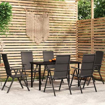 vidaXL 7-delige Tuinset zwart, Verzenden, Nieuw, Tuinset