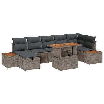 vidaXL Tuinbank Set 8 st Grijs poly rattan, Verzenden