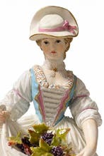 Meissen - Beeldje - Dame mit Trauben - Porselein