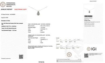 Ketting met hanger - 18 karaat Witgoud - 1.52ct. tw. Diamant