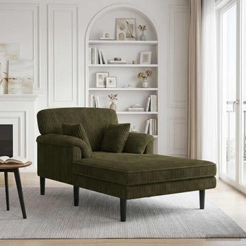 vidaXL Chaise longue Groen Katoenen stof, Verzenden