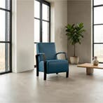 Leren fauteuil Glory - Toledo Turquoise (blauw), Nieuw, Ophalen of Verzenden, 50 tot 75 cm, Industrieel, Modern