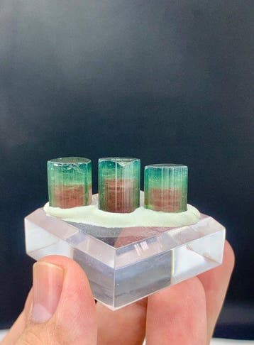 Natuurlijke watermeloentourmalijn Crystals Trio - Hoogte: 14