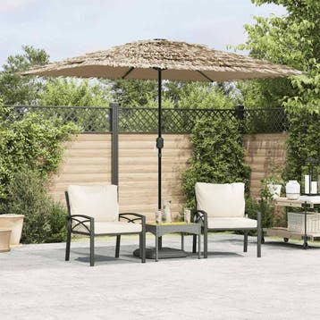 vidaXL Parasol met LEDs en stalen paal 300x200x250 cm bruin, Verzenden