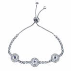 Fako Bijoux - Dames Armband Trio Blue Strass - Verstelbaar -, Verzenden, Nieuw
