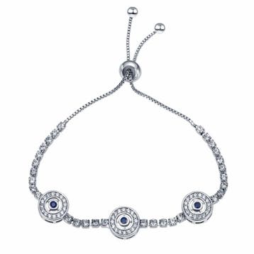 Fako Bijoux - Dames Armband Trio Blue Strass - Verstelbaar -, Verzenden, Nieuw