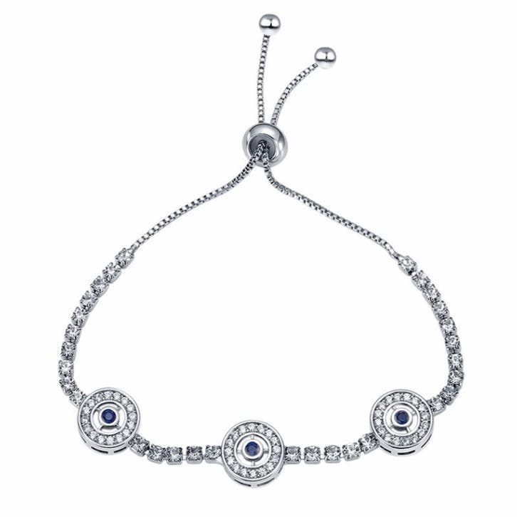 Fako Bijoux - Dames Armband Trio Blue Strass - Verstelbaar -, Handtassen en Accessoires, Armbanden, Verzenden