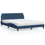 vidaXL Bed met matras Dover stof blauw 160x200 cm, Verzenden