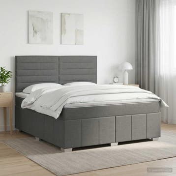 vidaXL Boxspringbed met matras Donkergrijs 140 x 190 cm Stof, Verzenden, Nieuw