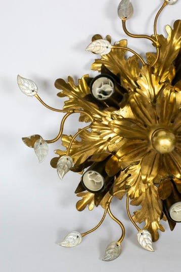 Plafondlamp - goudkleurig metaal - glas - Campi Bisenzio -