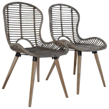 vidaXL Eetkamerstoelen 2 st natuurlijk rattan bruin, Huis en Inrichting, Verzenden, Nieuw